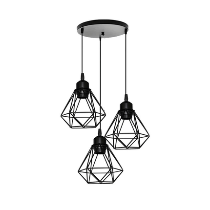 Lampa Wisząca Trójgłowicowa z Regulacją Wysokości – Retroindustrialny Styl z Żelaza i Metalu do Salonu