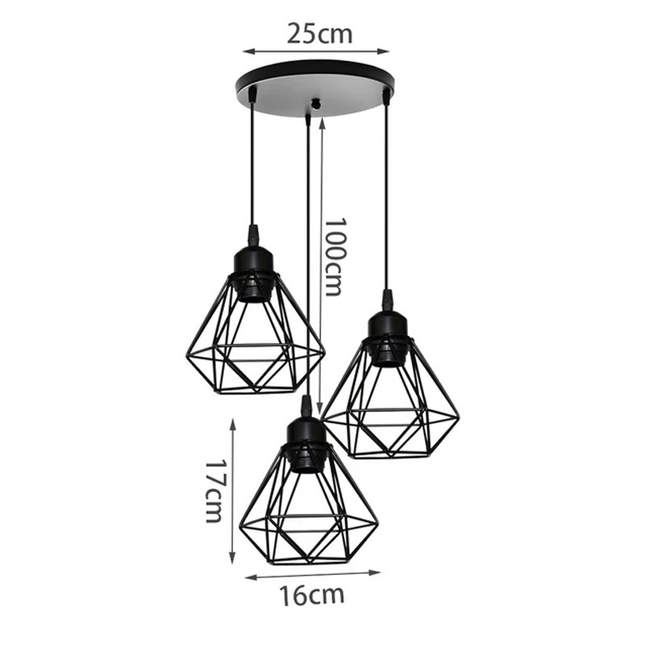 Lampa Wisząca Trójgłowicowa z Regulacją Wysokości – Retroindustrialny Styl z Żelaza i Metalu do Salonu