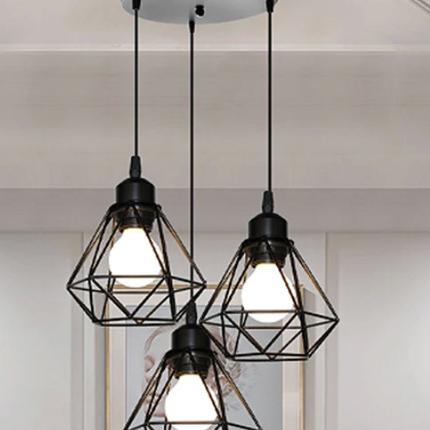 Lampa Wisząca Trójgłowicowa z Regulacją Wysokości – Retroindustrialny Styl z Żelaza i Metalu do Salonu