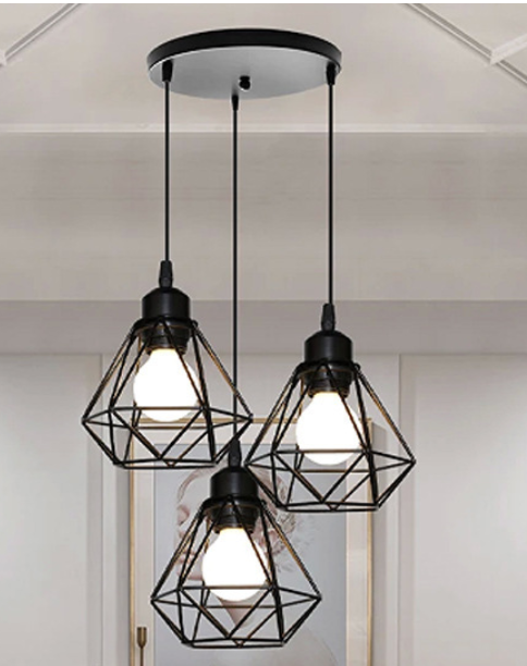 Lampa Wisząca Trójgłowicowa z Regulacją Wysokości – Retroindustrialny Styl z Żelaza i Metalu do Salonu