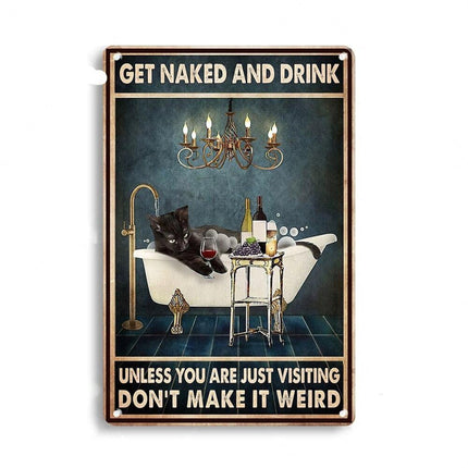 Artystyczny Metalowy Plakat z Kotem 30x20 cm – Stylowa Dekoracja Wnętrz, Humorystyczny Motyw do Salonu i Biura