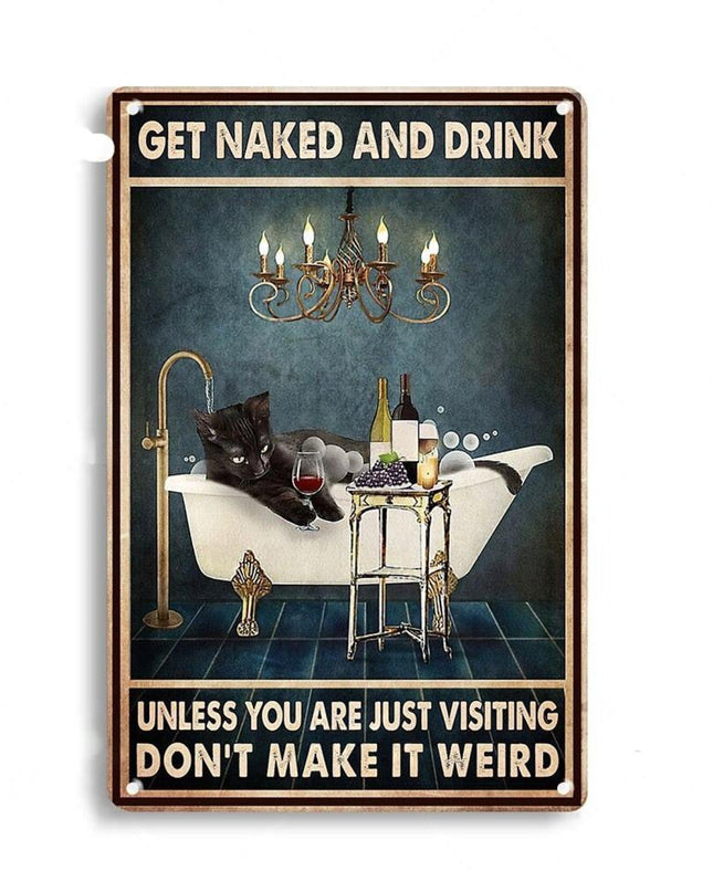 Artystyczny Metalowy Plakat z Kotem 30x20 cm – Stylowa Dekoracja Wnętrz, Humorystyczny Motyw do Salonu i Biura